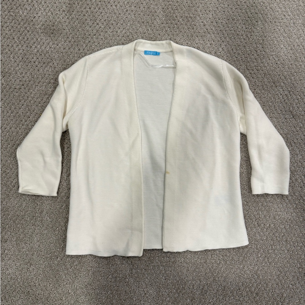 J. McLaughlin Ivory Ribbed Cardigan